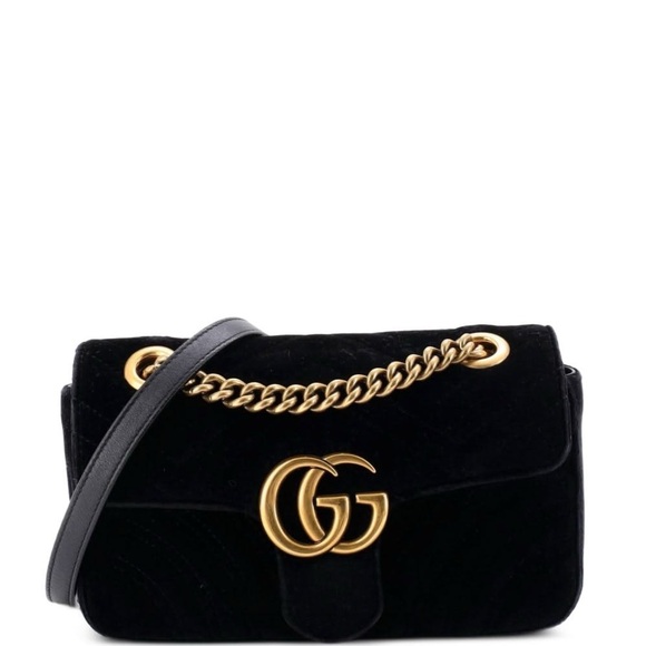 Gucci Handbags - GUCCI GG Marmont Flap Bag Matelasse Velvet Mini shoulder bag